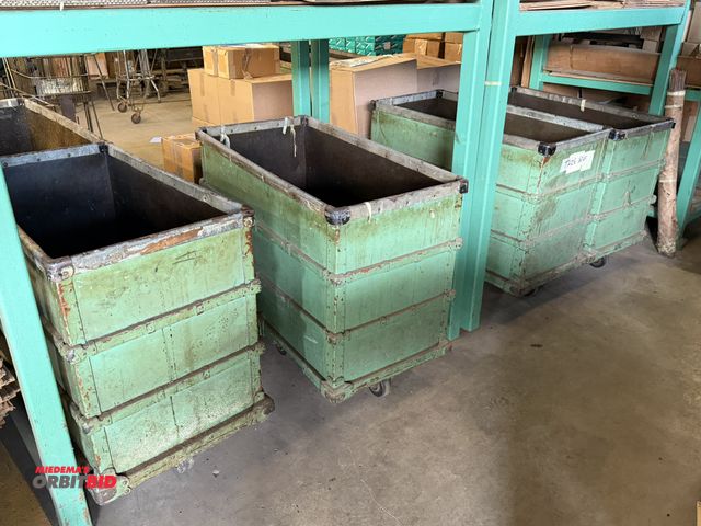 Lot 1-18848 - Lot of (5) 37" width x 30" height x 19" depth carts with wood bottoms, steel frames, lining material...