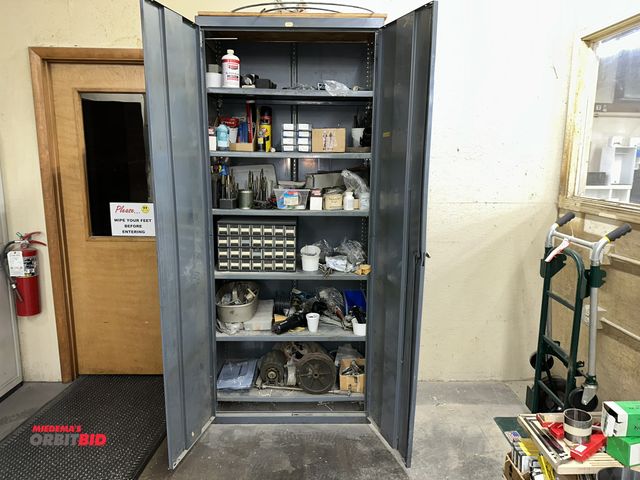 Lot 1-17769 - (1) 36" width x 85" height x 19.5" depth 2-door cabinet with contents, including various springs, ma...