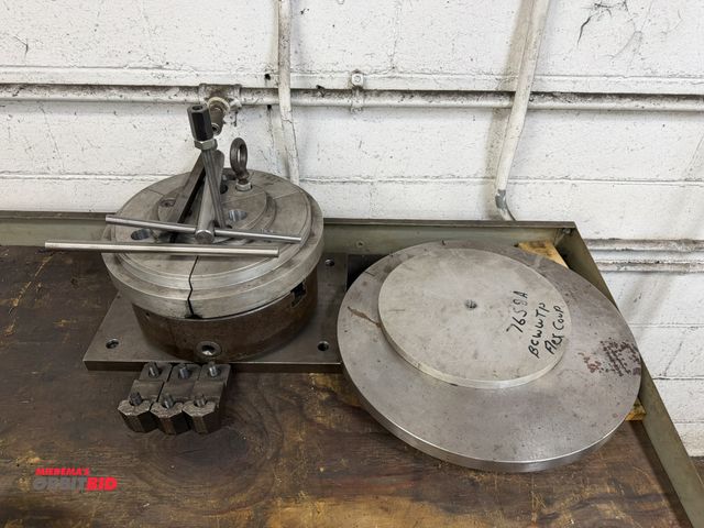 Lot 1-6356 - (1) 12" 3-jaw chuck with assorted aluminum spacers, winning bidder responsible for proper removal.