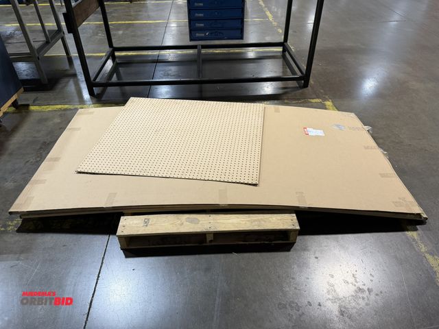 Lot 1-5243 - (2) 2-packs of new Uline 96" x 48" wood pegboard, and (1) 48" x approx. 40.5" cut of pegboard.