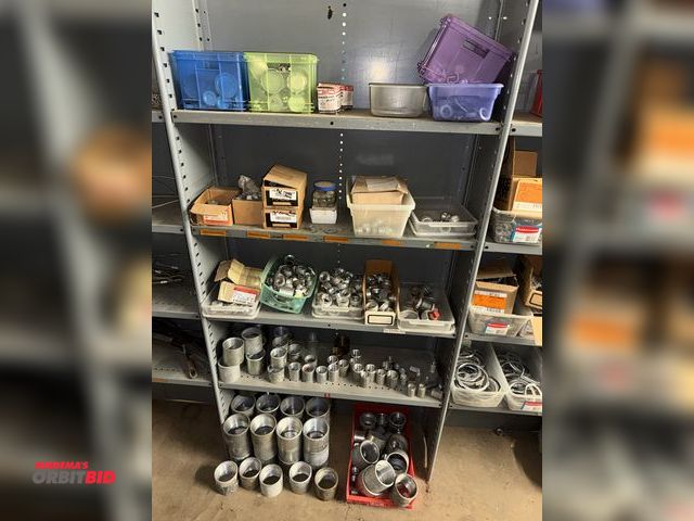Lot 1-6383 - Contents of (5) shelves, includes assorted pipe nipples, recessed pipe plugs, 90° connectors, panel ...