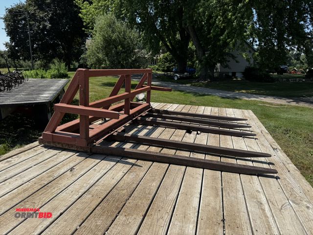Lot 1-7008 - (1) 5-tooth brush rake with fork pockets, 66" long teeth, unit is 7' wide, brush guard of approx. 26...