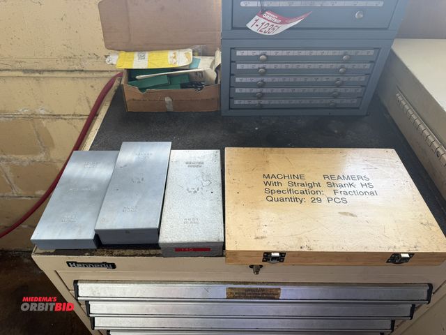 Lot 1-12352 - Lot of (3) various reamer indexes with reamers, (1) 29-piece machine reamer set with wood case, appe...