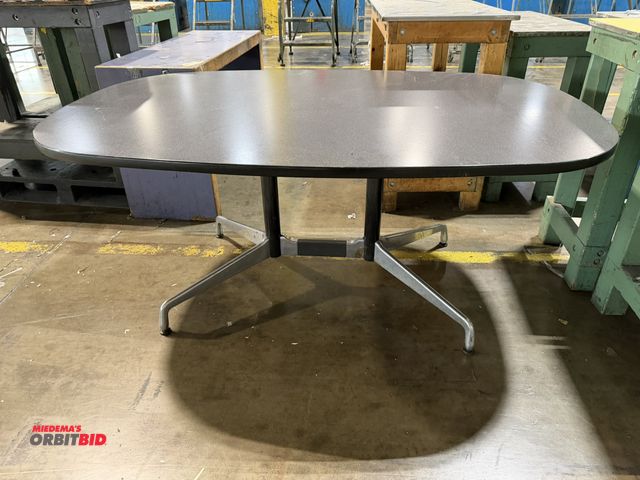 Lot 1-5233 - (1) 66" length x 28.5" height x 41.5" depth table with steel base and rubberized edging.
