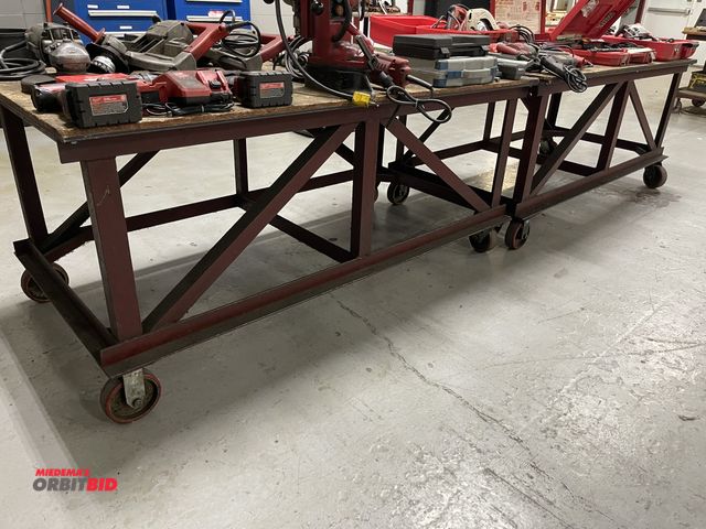 Lot 1-19352 - Lot of (2) heavy duty shop tables, 72" x 36", does not include contents, delayed removal, please con...
