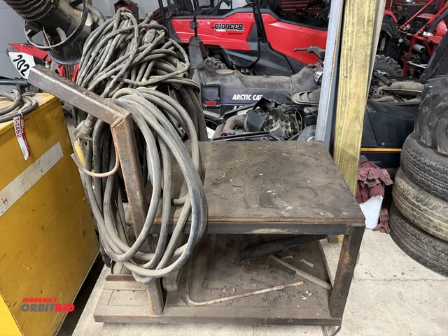 Lot 1-1464 - (1) approx. 42" length x 29" height x 24" depth custom built, steel framed 2-tier cart with approx. ...