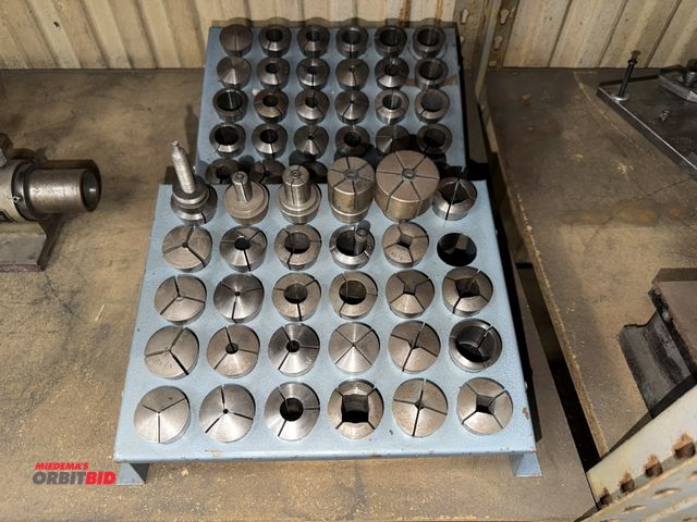 Lot 1-15115 - Lot of assorted 5C collets with rack stands.