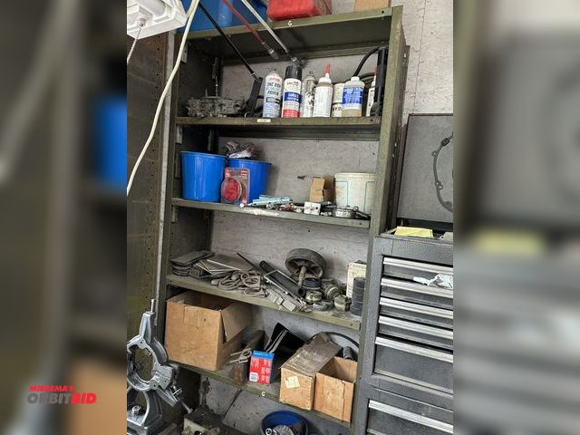 Lot 1-501 - (1) shelf, 37.5" x 12" deep x 87" tall, with contents of nuts, bolts, washers, muffler clamps, nails...