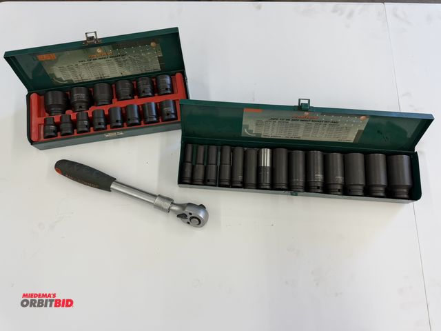 Lot 1-6201 - Lot including (1) set of Jonnesway 1/2" drive deep impact sockets, sizes 7/16" up to 1 1/4" with ste...