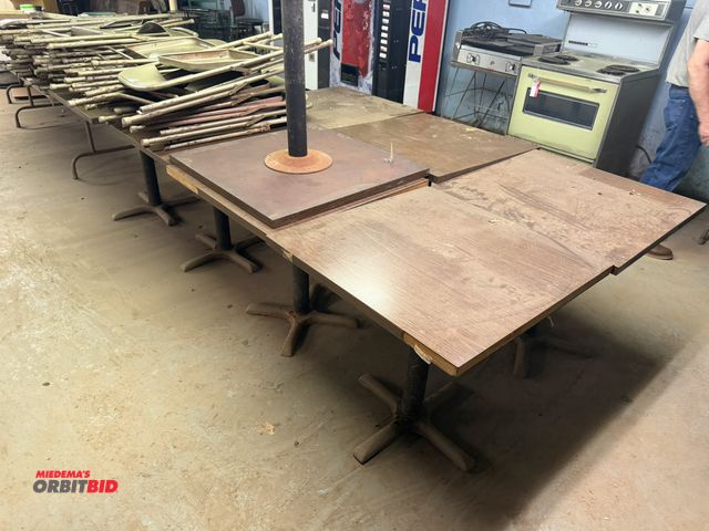Lot 1-18516 - Lot of (8) 30" x 30" tables, and approx. (30) metal folding chairs, winning bidder responsible for p...