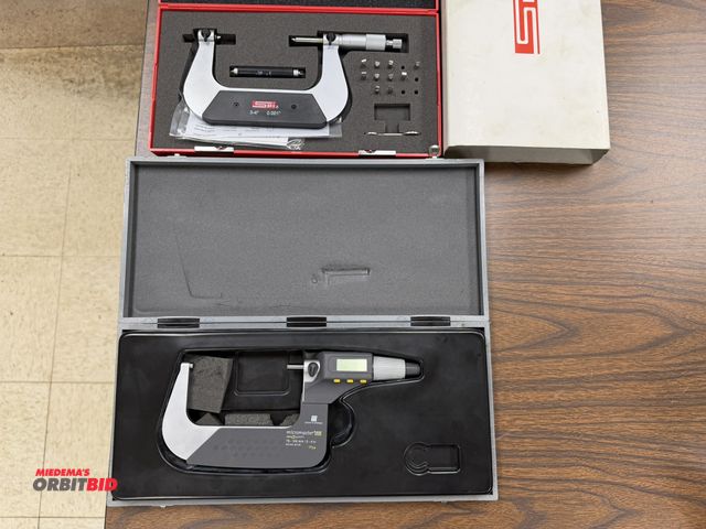 Lot 1-14540 - (1) SPI 3"-4" micrometer with assorted tips and padded cardboard case, and (1) Brown &amp; Sharpe 75...