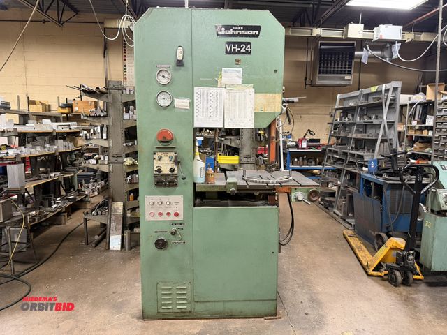 Lot 1-10994 - (1) Dake/Johnson, model VH-24, vertical band saw with 24" throat, 26" x 26" tilt table, 16" max. thi...