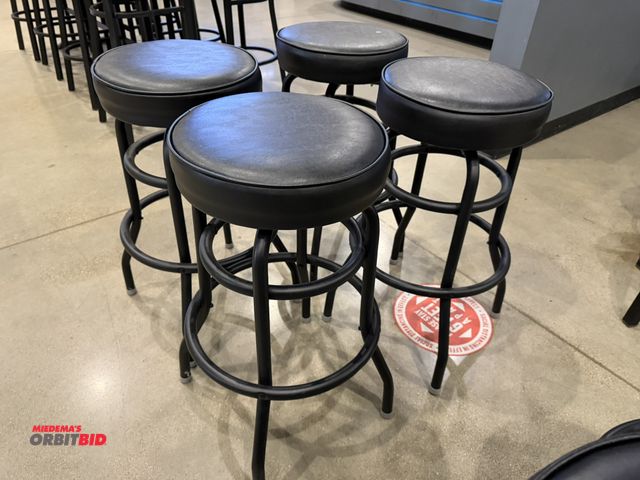 Lot 1-11162 - (4) 29" tall metal framed swivel top bar stools with vinyl padded seats