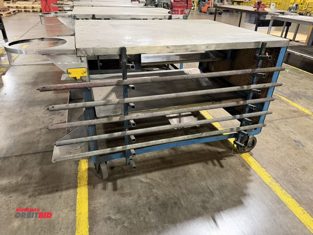 Lot 1-5210 - (1) custom built 60" length x 43" height x 48" depth heavy duty steel welding/torch cutting cart, st...
