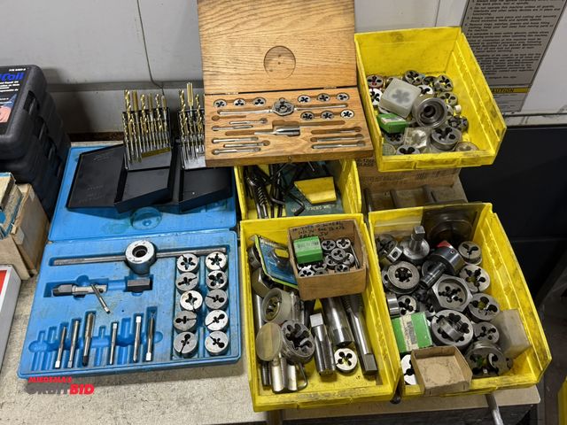 Lot 1-11066 - Large lot of assorted taps, dies, tap related items, T-handles, and miscellaneous other tools.