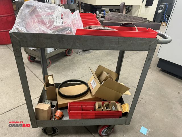 Lot 1-2001 - (1) 30" length x 36.5" height x 18.5" depth, 2-tier steel shop cart with contents of assorted 1", an...