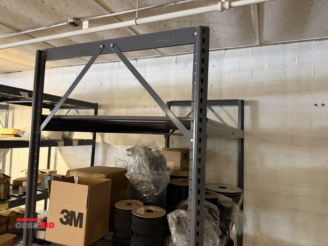 Lot 1-4765 - Lot of (2) Edsal metal shelving units, 76" long x 26" wide x 96" tall, (3) Edsal metal shelving unit...