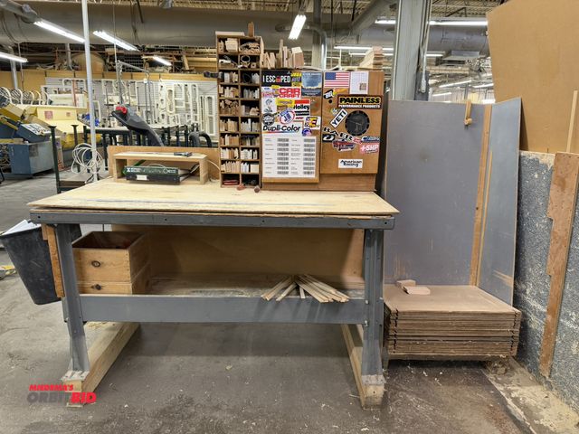 Lot 1-16321 - (1) 60" width x 32" height x 34" depth steel work bench, includes contents of (1) custom built 24" w...