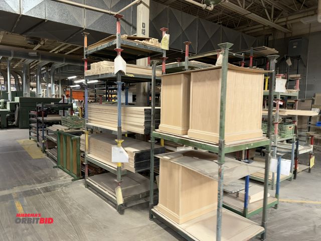 Lot 1-16477 - (2) rows of racks, 48" x 35.5" x 9" tall, with contents of wood, winning bidder responsible for prop...