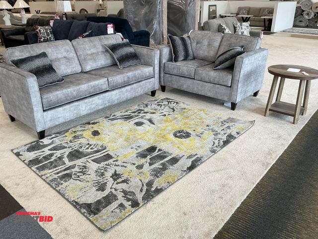 Lot 1-17185 - Hughes Furniture living room set including Opulent Drizzle upholstered couch measuring approximately...