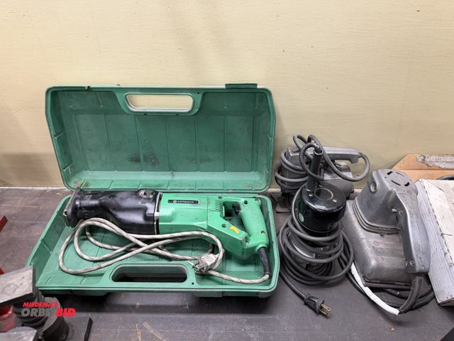 Lot 1-898 - Lot of (1) corded Hitchai sawzall and (3) corded hand sanders