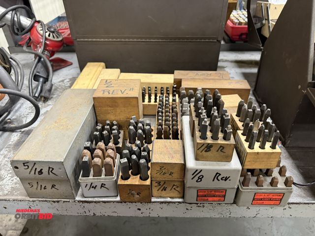 Lot 1-15152 - Lot of assorted number and letter reverse punches, sizes include 5/16", 1/4", 3/16", 1/8", 1/32", 1/...