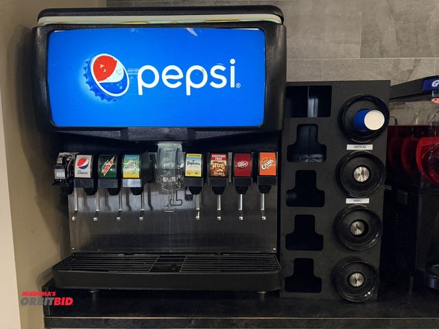 Lot 1-11151 - (1) 8-spigot fountain/soda machine with ice dispenser and (1) 14-1/2" width x 31-1/2" height x 23" d...