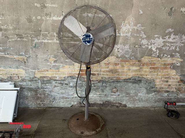 Lot 1-1108 - (1) Patton adjustable height, free standing shop floor fan with Dayton, model 3M505B, 1/2 HP, single...