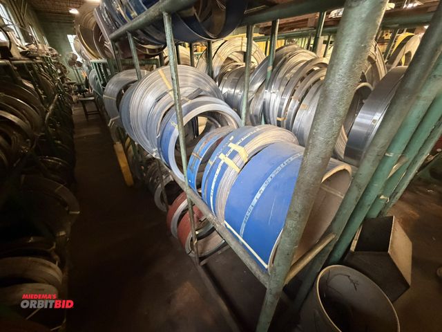 Lot 1-18780 - (1) 70" length x 64" height x 15" depth steel tube, 3-tier rack full of assorted painted and blue an...
