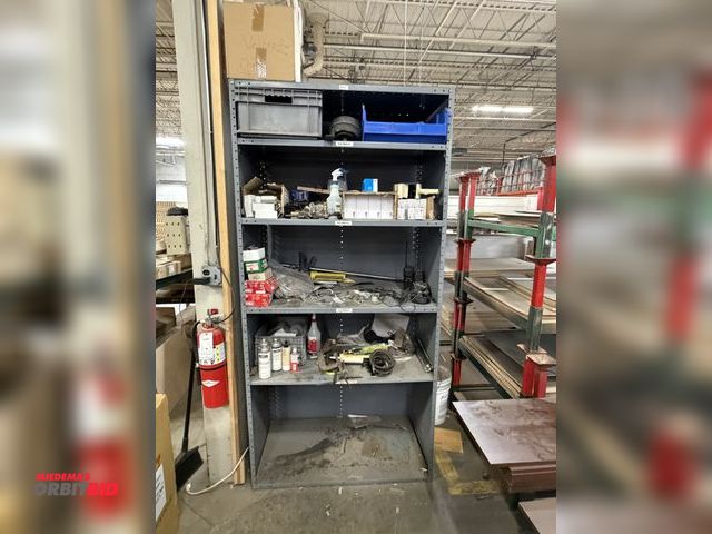 Lot 1-17532 - (1) medium duty metal shelving unit, 42" width x 24" depth x 87" height, lot includes contents of (1...