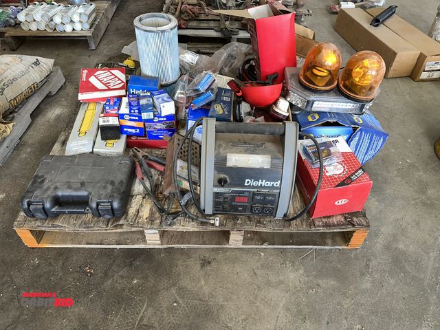 Lot 1-14126 - (1) skid of assorted automotive related items, includes (2) new NAPA gas charged shock absorbers, (1...