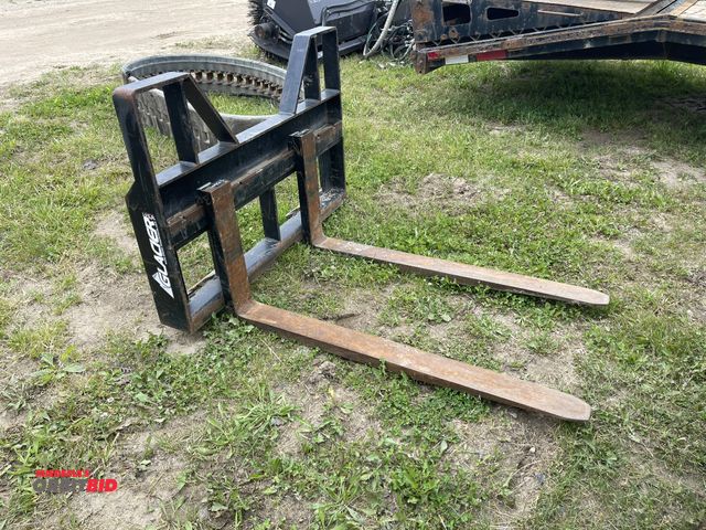 Lot 1-19712 - (1) set of Glacier 48" x 4" wide skid steer fork attachments.