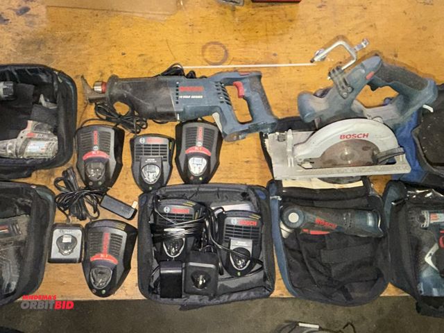Lot 1-18505 - (1) Bosch 12V rechargeable power tools, includes various drills, drivers, (1) circular saw, (1) reci...