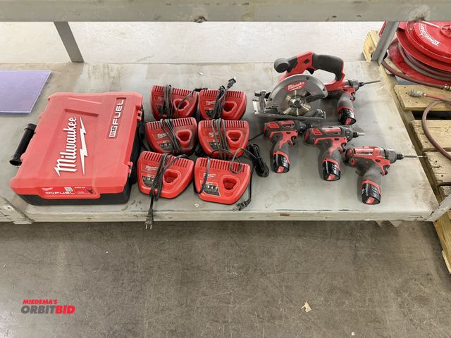 Lot 1-17409 - Lot of Milwaukee M12 fuel, 12V cordless rechargeable power tools, includes (2) Cat #2402-20, 2-speed...