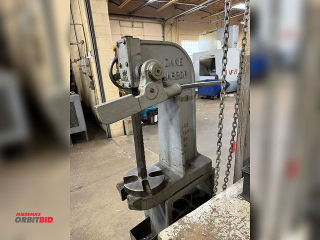 Lot 1-12438 - (1) Dake, model 1 1/2B, arbor press, with a 9" width x 34" height x 16" depth steel stand.