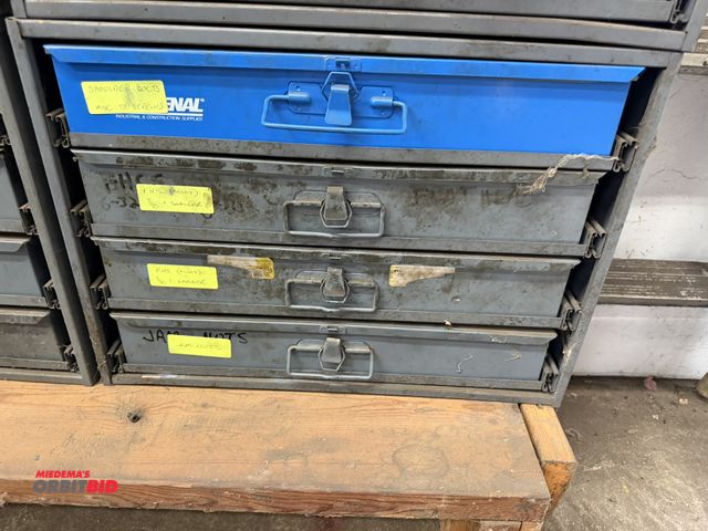 Lot 1-6414 - (1) 20" width x 15" height x 12" depth hardware storage unit with 4 removable steel drawers, and con...