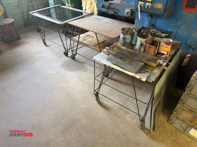 Lot 1-18587 - Lot including (5) approx. 36" width x 28" height x 25" depth steel carts (wire type, steel frame con...