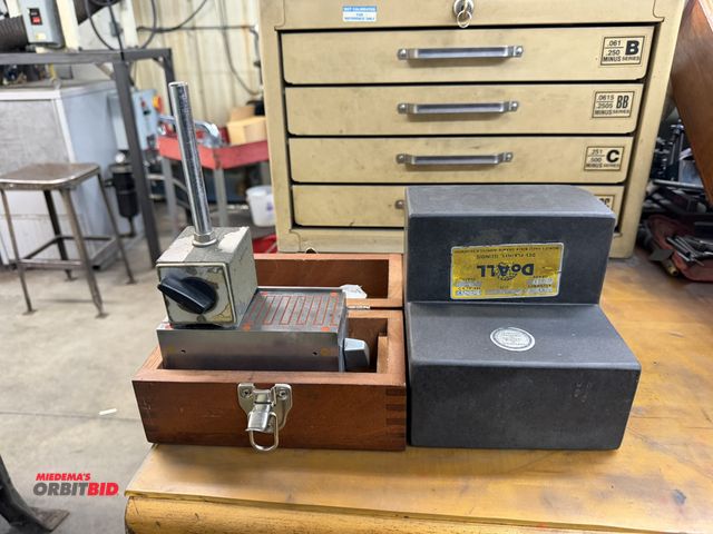 Lot 1-1782 - (1) DoAll precision granite step block, 6" x 6" x 6", and (1) Brown &amp; Sharpe magnetic chuck, 5" ...