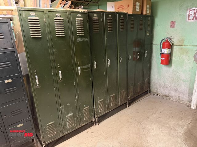 Lot 1-18468 - Lot of Fred Medart Manufacturing Company 3-bank locker sections, each measures 36" wide x 18" deep x...