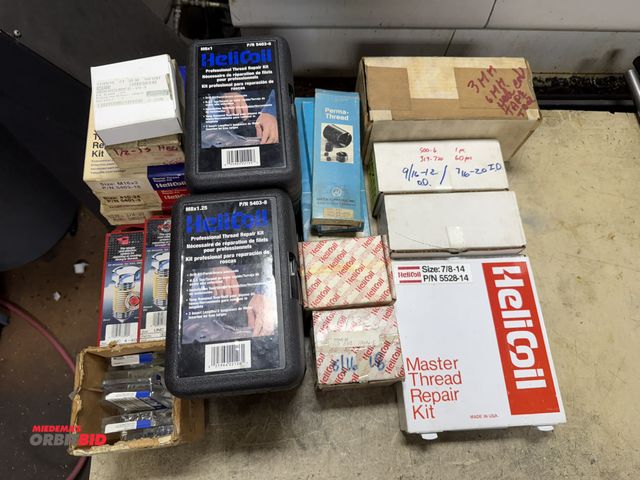 Lot 1-11065 - Large lot of assorted Helicoil related items, Perma Thread inserting tools and inserts, and recoil i...