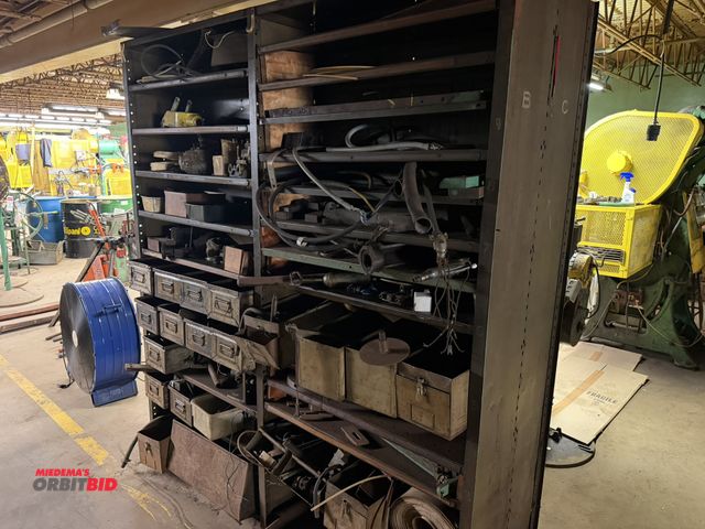 Lot 1-18502 - (1) 2-sided metal rack, approx. 73.5" x 24" wide x 84" tall, with contents of assorted pneumatic cyl...