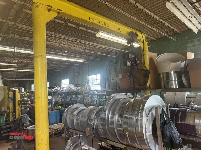Lot 1-18745 - (1) 72" width x 104" height 1500 lb. capacity portable bridge hoist, with a Budgit 1/4-ton capacity ...