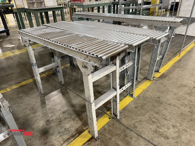 Lot 1-5247 - Lot including (1) 12" x 58", (1) 12" x 65", (1) 12" x 69", and (1) 12" x 84" roller conveyor section...