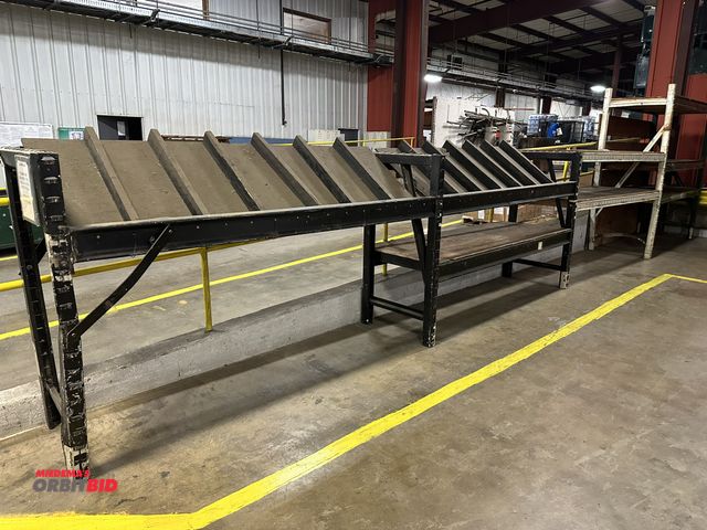Lot 1-14385 - Lot of heavy duty steel racking, consisting of (3) 30" deep x 60" height uprights, (6) 96" beams, ti...