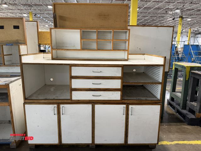 Lot 1-5232 - (1) 72" width x 52.5" height x 30" depth wood/wood composite cabinet with 3 drawers, 4 lower doors, ...