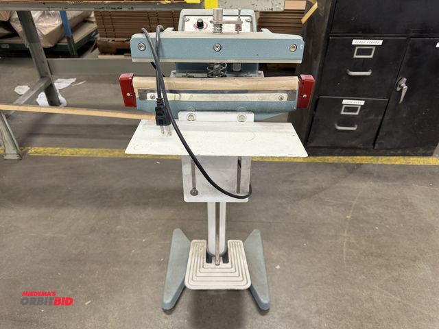 Lot 1-17377 - (1) Uline, model H-87, impulse foot sealer, working condition unknown, mounted to a 28" stand with f...