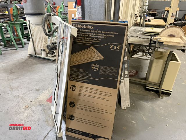 Lot 1-18659 - (1) new Metalux 6-lamp, 4' fluorescent high bay light, needs T8 bulbs, includes spare fixture, and (...