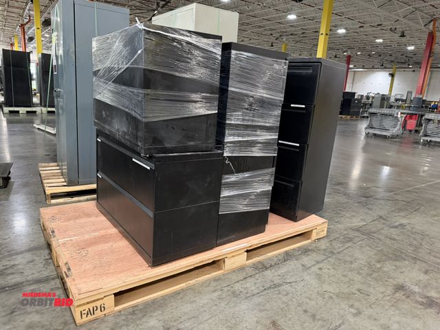 Lot 1-5513 - Lot including (2) 42" width x 27" height x 18" depth 2-drawer steel lateral file cabinets, and (2) 4...