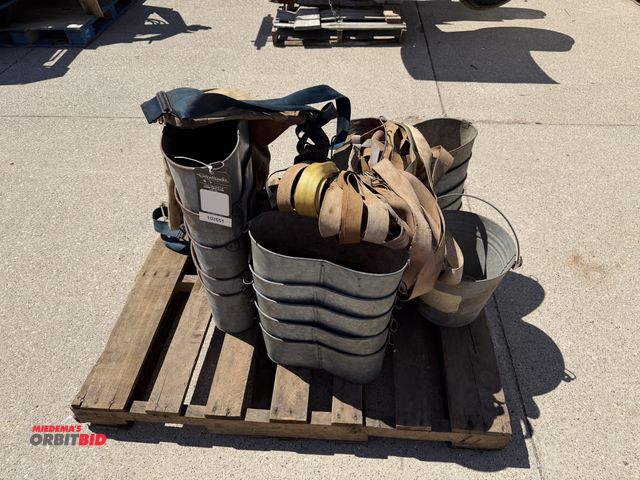 Lot 1-102551 - Lot of assorted picking pales, buckets, and straps