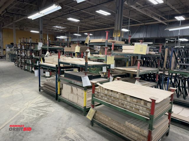 Lot 1-16403 - Lot of approx. (48) stackable steel racks, 48" x 36" x 9" tall, includes assorted sized legs for dif...